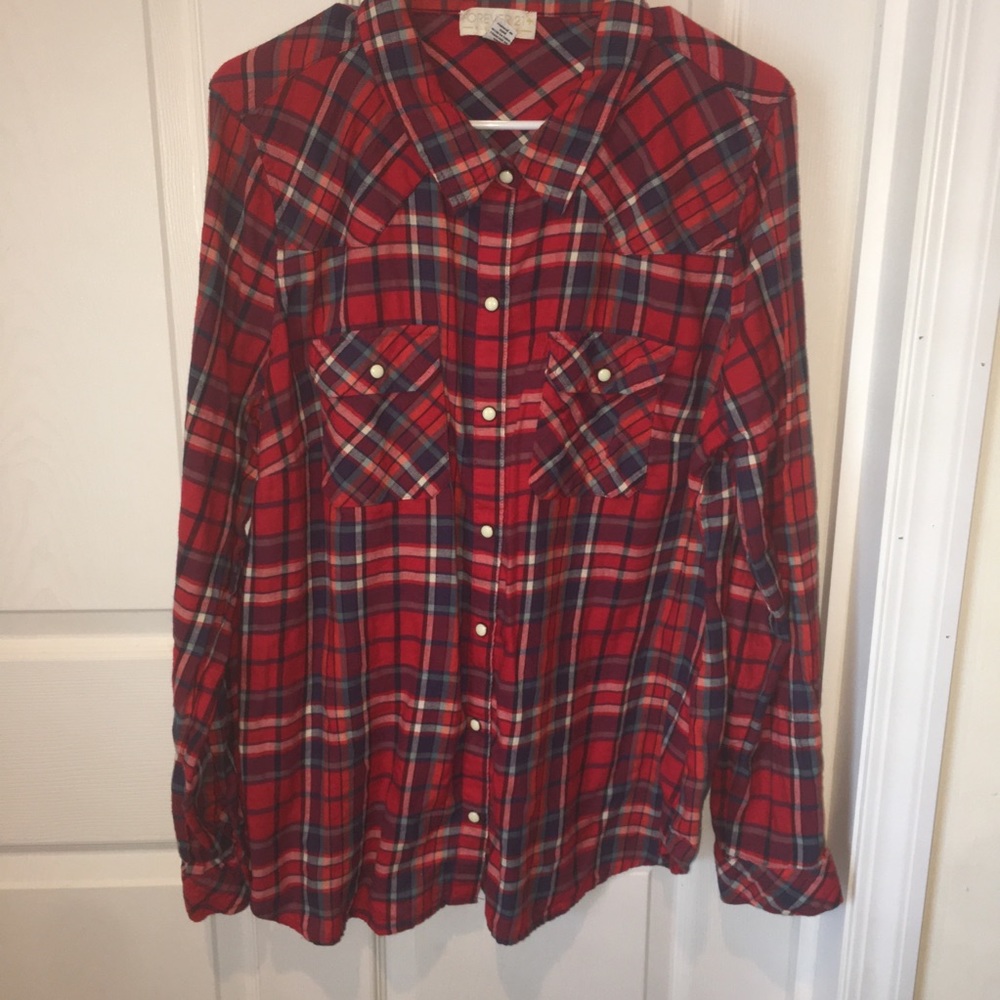 Forever21 Plaid pearl snap button down shirt